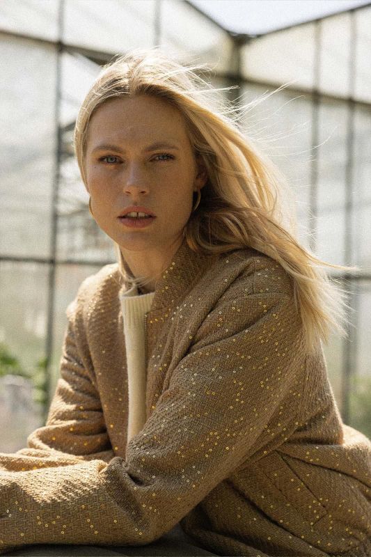 Zusss Bomber Jasje Met Sequins Beige  (0310-029/1016) - Caramel (Sint-Job-in-’t-Goor)