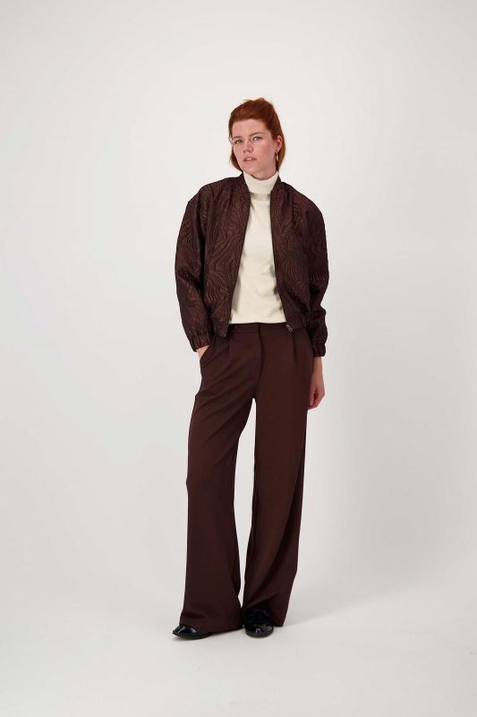 Zusss Bomber Jacket Lurex Jacquard Chocolade Bruin  (0310-030/7250) - Caramel (Sint-Job-in-’t-Goor)