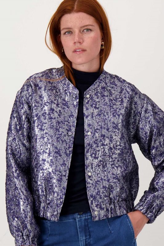 Zusss Bomber Jacket Jacquard Glans Night Blue  (0310-033/2021) - Caramel (Sint-Job-in-’t-Goor)