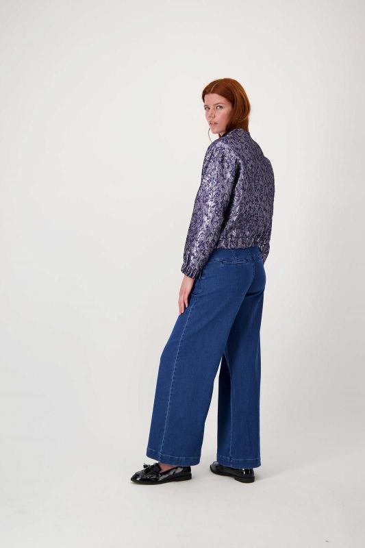 Zusss Bomber Jacket Jacquard Glans Night Blue  (0310-033/2021) - Caramel (Sint-Job-in-’t-Goor)