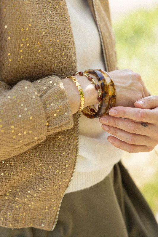 Zusss Set Van 2 Resin Armbanden Mid Brown  (0401-164/1030) - Caramel (Sint-Job-in-’t-Goor)