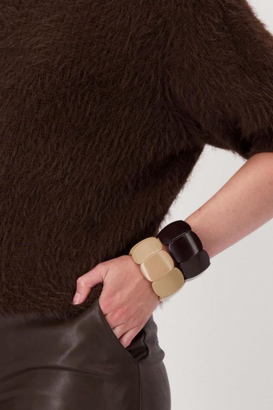 Zusss Armband Kralen Breed Chocoladebruin  (0401-166/1009) - Caramel (Sint-Job-in-’t-Goor)