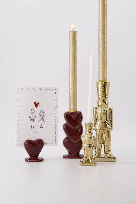 Zusss Kandelaar Keramiek Hartjes Donkerrood  (0502-0024/3007) - Caramel (Sint-Job-in-’t-Goor)