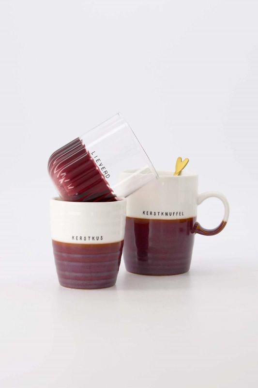 Zusss Theemok 'Kerstknuffel' Wit/Donkerrood  (0703-0023/8004) - Caramel (Sint-Job-in-’t-Goor)