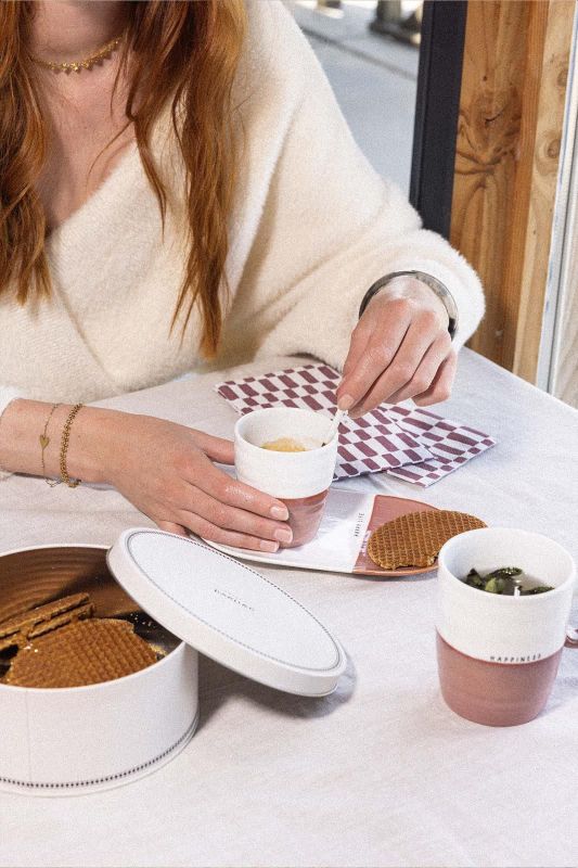 Zusss Theemok 'Happiness' Wit/Burgundy  (0703-251/1033) - Caramel (Sint-Job-in-’t-Goor)