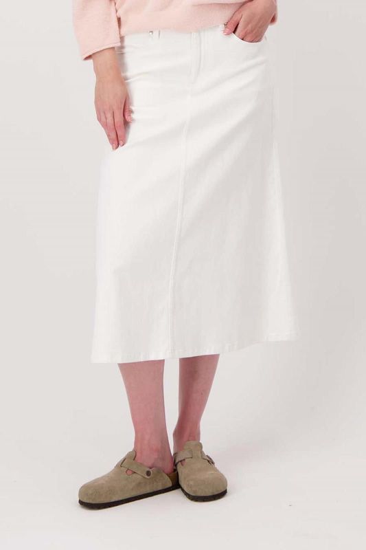 Zusss Wijde Jeans Rok Offwhite  (0302-0007/1007) - Caramel (Sint-Job-in-’t-Goor)