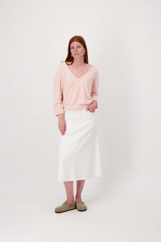 Zusss Wijde Jeans Rok Offwhite  (0302-0007/1007) - Caramel (Sint-Job-in-’t-Goor)