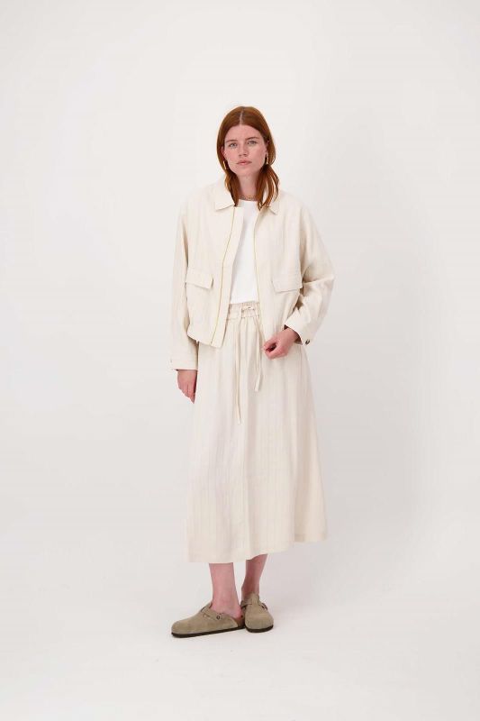 Zusss Structuur Stof Rok Offwhite  (0302-0015/1007) - Caramel (Sint-Job-in-’t-Goor)