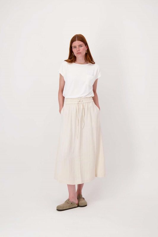 Zusss Structuur Stof Rok Offwhite  (0302-0015/1007) - Caramel (Sint-Job-in-’t-Goor)