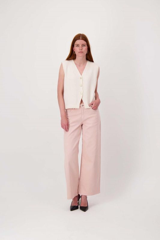 Zusss Gebreid Gilet Met Leuke Knoppen Offwhite  (0306-0013/1007) - Caramel (Sint-Job-in-’t-Goor)