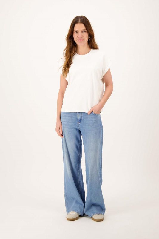 Zusss T-Shirt Opgerolde Mouw Offwhite  (0307-0001/1007) - Caramel (Sint-Job-in-’t-Goor)