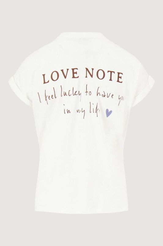 Zusss T-Shirt Opgerolde Mouw Offwhite  (0307-0001/1007) - Caramel (Sint-Job-in-’t-Goor)