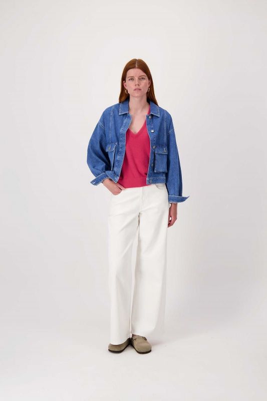 Zusss Boxy Jacket Medium Blue Denim  (0310-0011/2023) - Caramel (Sint-Job-in-’t-Goor)