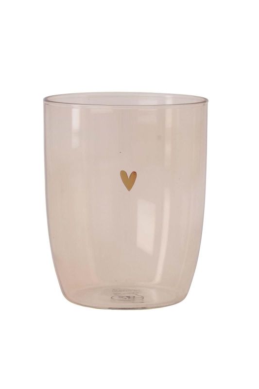 Zusss Drinkglas Roze 'Hartje'  (0706-0004/3001) - Caramel (Sint-Job-in-’t-Goor)