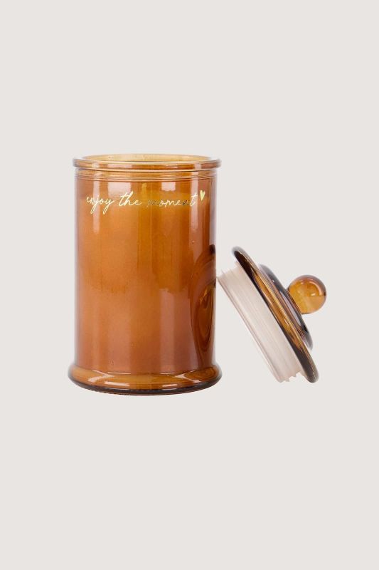 Zusss Geurkaars Glas met deksel Enjoy The Moment Camel  (0503-0215/1003) - Caramel (Sint-Job-in-’t-Goor)
