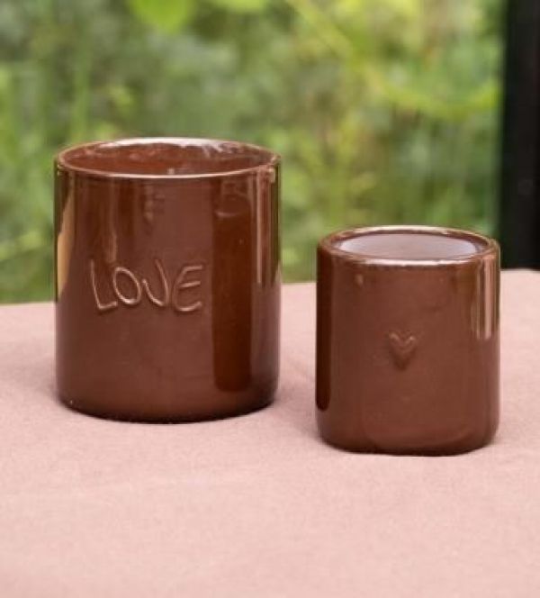 Zusss Geurkaarsje Keramiek Hartje Donkerbruin  (0503-0246/1011) - Caramel (Sint-Job-in-’t-Goor)