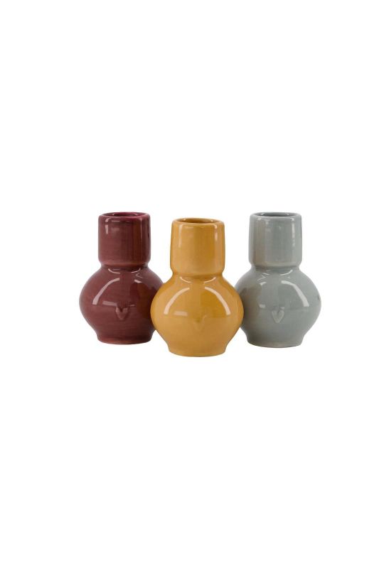 Zusss Set van 3 vaasjes Keramiek Hartje Multicolor  (0511-0010/7000) - Caramel (Sint-Job-in-’t-Goor)