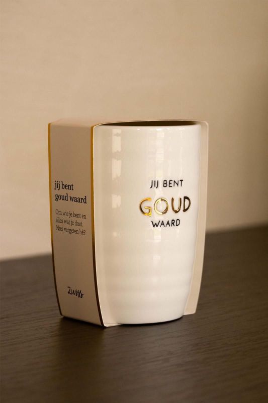Zusss Koffiemok Jij bent goud waard Wit/Goud  (0703-0149/7033) - Caramel (Sint-Job-in-’t-Goor)