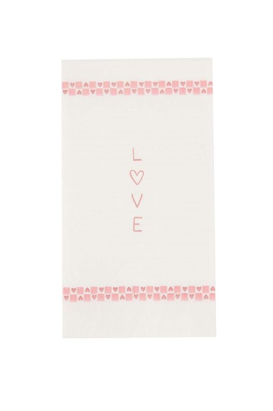 Zusss Servetten rechthoek Jij Bent Geweldig/Love -  wit/roze  (0711-0062/7096) - Caramel (Sint-Job-in-’t-Goor)